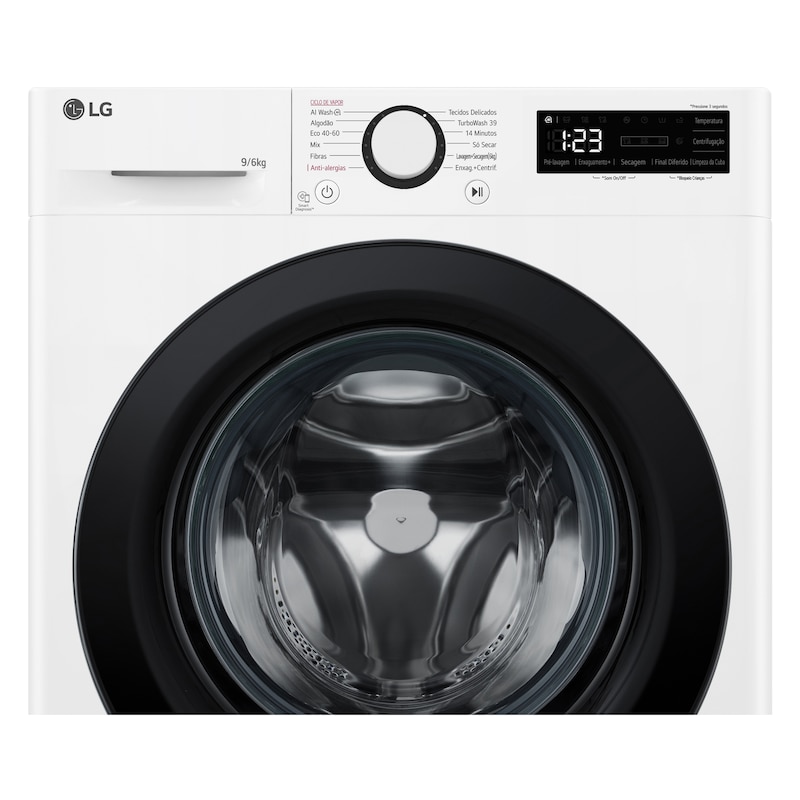 LG Máquina de lavar e secar roupa LG F4DR509S6W, 9/6 kg, eficiência energética A-10%/D, 1400 r.p.m., AI DD™, Steam™, branco, F4DR509S6W